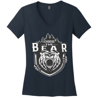 I Choose The Bear In The Woods Women's V-Neck T-Shirt