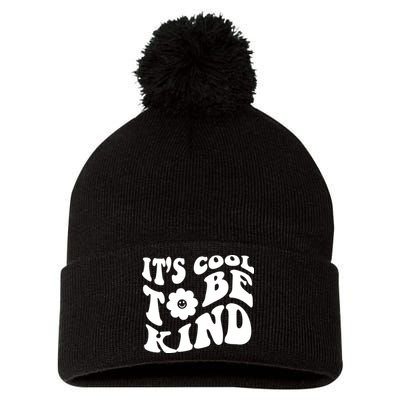 It's Cool To Be Kind Retro Quote Pom Pom 12in Knit Beanie