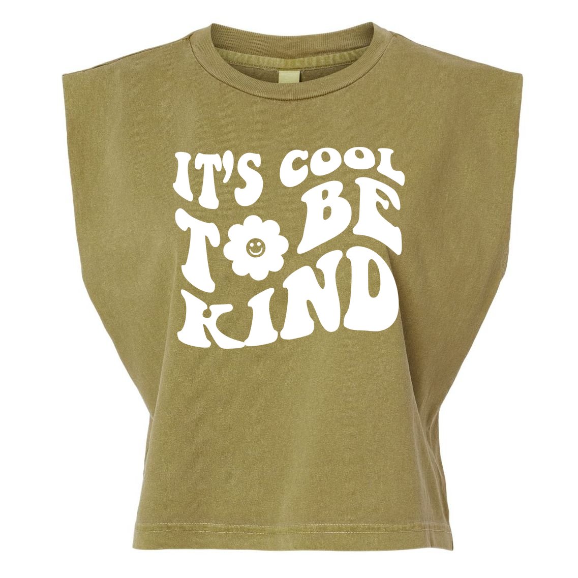 It's Cool To Be Kind Retro Quote Garment-Dyed Women's Muscle Tee