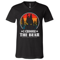 I Choose The Bear Angry Radical Feminist Gift V-Neck T-Shirt