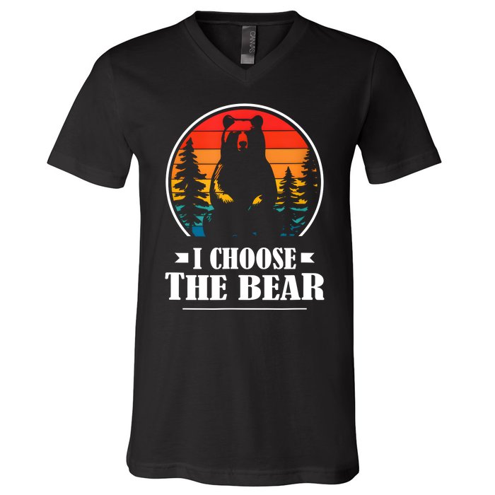 I Choose The Bear Angry Radical Feminist Gift V-Neck T-Shirt