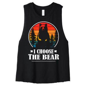 I Choose The Bear Angry Radical Feminist Gift Women's Racerback Cropped Tank