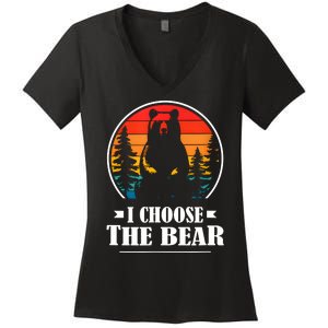 I Choose The Bear Angry Radical Feminist Gift Women's V-Neck T-Shirt