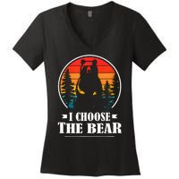 I Choose The Bear Angry Radical Feminist Gift Women's V-Neck T-Shirt