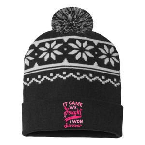 It came together we fought I won breast cancer awareness USA-Made Snowflake Beanie