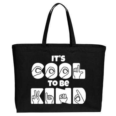 Its Cool To Be Kind Asl American Sign Language Design Gift Cotton Canvas Jumbo Tote