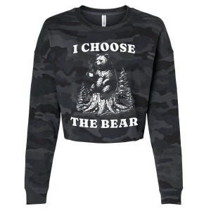 I Choose The Bear Safer In The Woods With A Bear Than A Man Cropped Pullover Crew