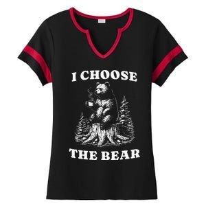 I Choose The Bear Safer In The Woods With A Bear Than A Man Ladies Halftime Notch Neck Tee