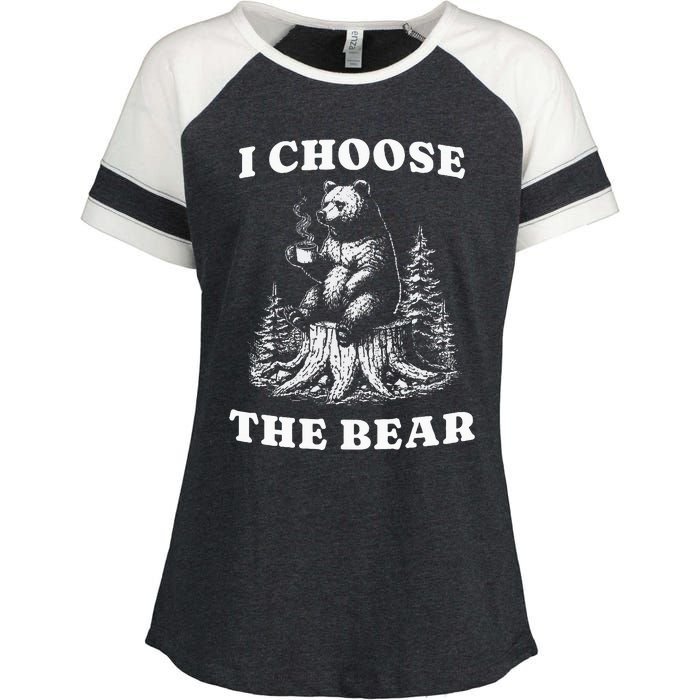 I Choose The Bear Safer In The Woods With A Bear Than A Man Enza Ladies Jersey Colorblock Tee