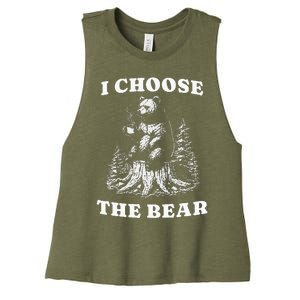 I Choose The Bear Safer In The Woods With A Bear Than A Man Women's Racerback Cropped Tank