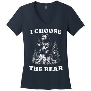 I Choose The Bear Safer In The Woods With A Bear Than A Man Women's V-Neck T-Shirt