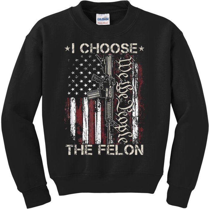 I Choose The Felon Funny Trump 2024 Voting Convicted Felon Kids Sweatshirt