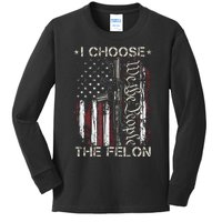 I Choose The Felon Funny Trump 2024 Voting Convicted Felon Kids Long Sleeve Shirt