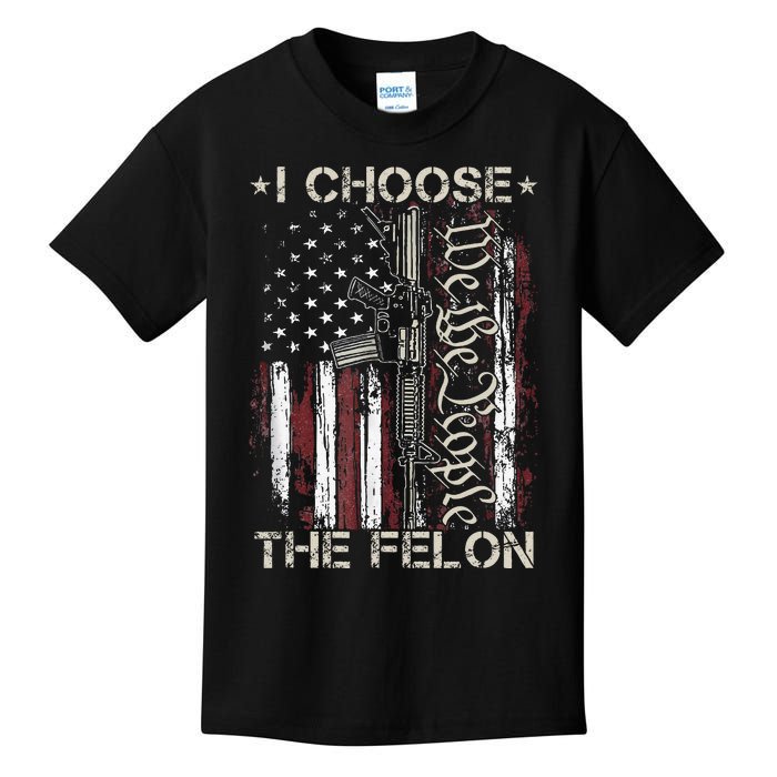 I Choose The Felon Funny Trump 2024 Voting Convicted Felon Kids T-Shirt