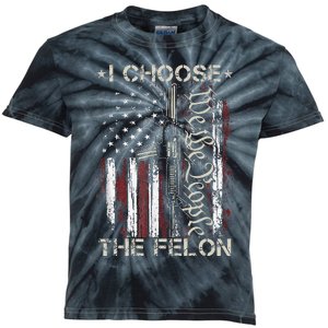 I Choose The Felon Funny Trump 2024 Voting Convicted Felon Kids Tie-Dye T-Shirt