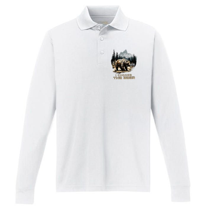 I Choose The Bear Performance Long Sleeve Polo