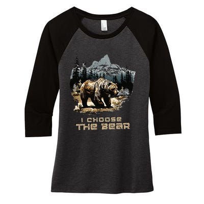 I Choose The Bear Women's Tri-Blend 3/4-Sleeve Raglan Shirt