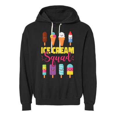 Ice Cream Team Cone Popsicle Ice Cream Squad Garment-Dyed Fleece Hoodie