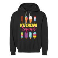 Ice Cream Team Cone Popsicle Ice Cream Squad Garment-Dyed Fleece Hoodie
