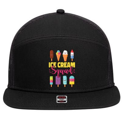 Ice Cream Team Cone Popsicle Ice Cream Squad 7 Panel Mesh Trucker Snapback Hat