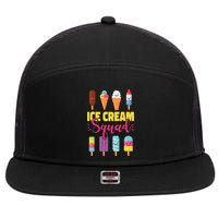Ice Cream Team Cone Popsicle Ice Cream Squad 7 Panel Mesh Trucker Snapback Hat