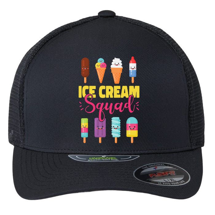 Ice Cream Team Cone Popsicle Ice Cream Squad Flexfit Unipanel Trucker Cap