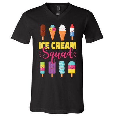 Ice Cream Team Cone Popsicle Ice Cream Squad V-Neck T-Shirt