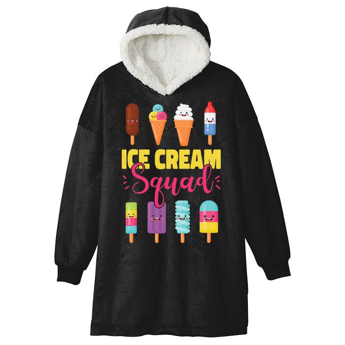 Ice Cream Team Cone Popsicle Ice Cream Squad Hooded Wearable Blanket