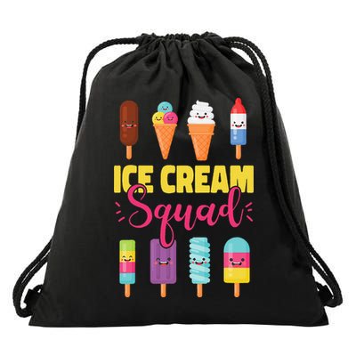 Ice Cream Team Cone Popsicle Ice Cream Squad Drawstring Bag