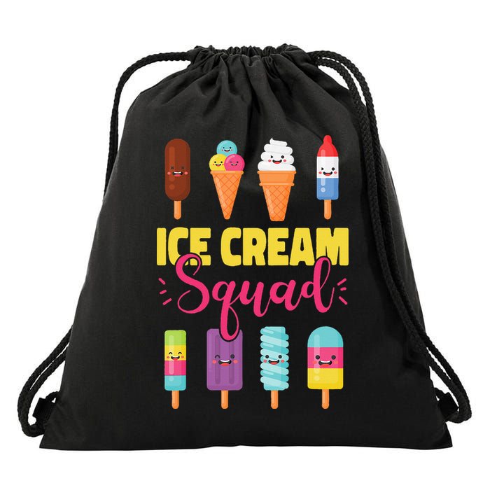 Ice Cream Team Cone Popsicle Ice Cream Squad Drawstring Bag