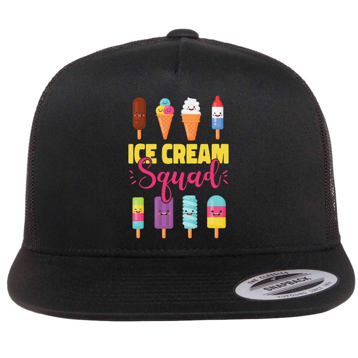 Ice Cream Team Cone Popsicle Ice Cream Squad Flatbill Hat