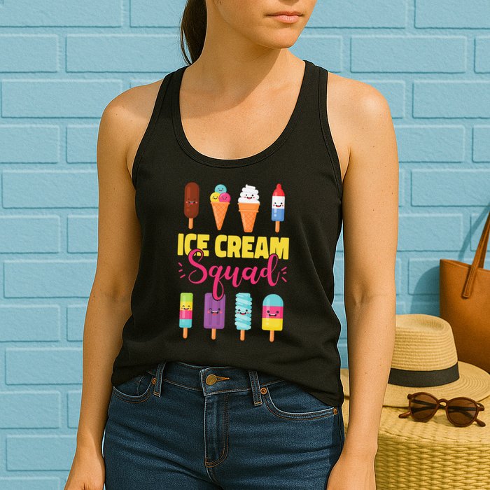 Ice Cream Team Cone Popsicle Ice Cream Squad Womens Tank Top
