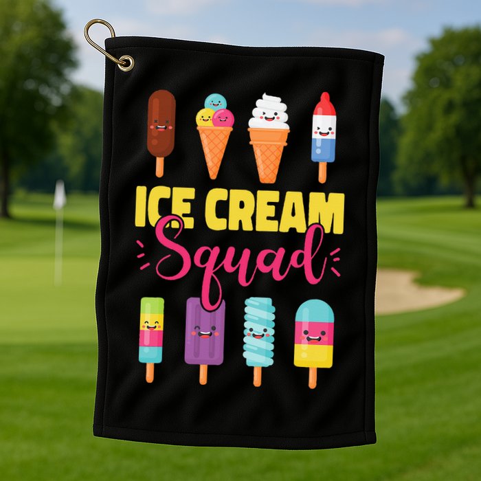 Ice Cream Team Cone Popsicle Ice Cream Squad Golf Towel