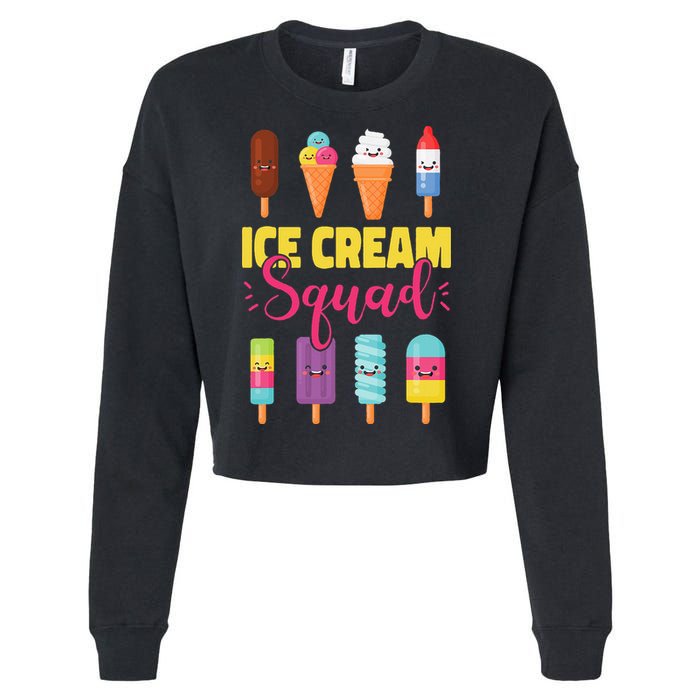 Ice Cream Team Cone Popsicle Ice Cream Squad Cropped Pullover Crew
