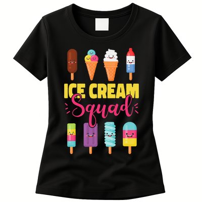 Ice Cream Team Cone Popsicle Ice Cream Squad Womens T-Shirt