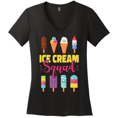 Ice Cream Team Cone Popsicle Ice Cream Squad Women's V-Neck T-Shirt