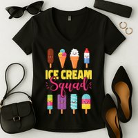 Ice Cream Team Cone Popsicle Ice Cream Squad Women's V-Neck T-Shirt