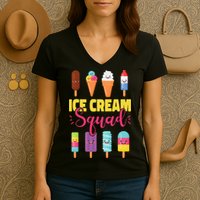 Ice Cream Team Cone Popsicle Ice Cream Squad Women's V-Neck T-Shirt