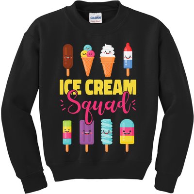 Ice Cream Team Cone Popsicle Ice Cream Squad Kids Sweatshirt