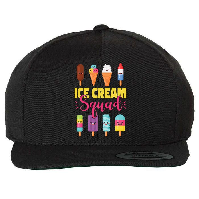 Ice Cream Team Cone Popsicle Ice Cream Squad Wool Snapback Cap