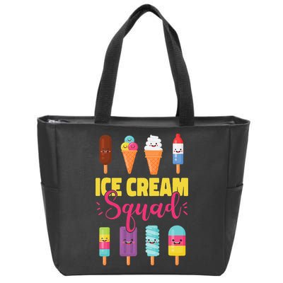 Ice Cream Team Cone Popsicle Ice Cream Squad Zip Tote Bag
