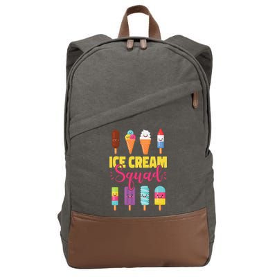 Ice Cream Team Cone Popsicle Ice Cream Squad Cotton Canvas Backpack