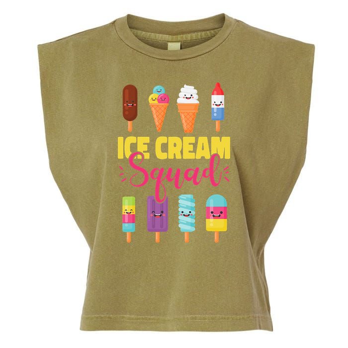Ice Cream Team Cone Popsicle Ice Cream Squad Garment-Dyed Women's Muscle Tee
