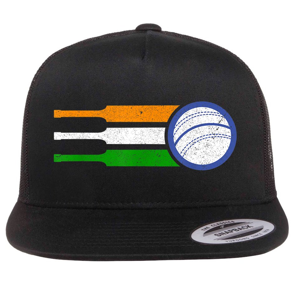 India Cricket Team Gift Indian Cricket Fan Flag Gift Flat Bill Trucker Hat