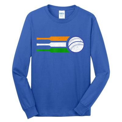 India Cricket Team Gift Indian Cricket Fan Flag Gift Tall Long Sleeve T-Shirt
