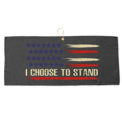 I Choose To Stand Gift Pledge Of Allegiance American Flag Gift Large Microfiber Waffle Golf Towel