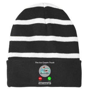 Ice Cream Truck Funny Ice Cream Truck Lover Gift Striped Beanie with Solid Band