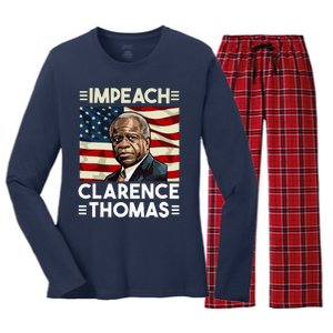 Impeach Clarence Thomas Supreme Court Justice Women's Long Sleeve Flannel Pajama Set 