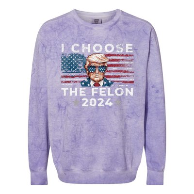 I Choose The Felon 2024 Funny Republican Patriot Women Colorblast Crewneck Sweatshirt