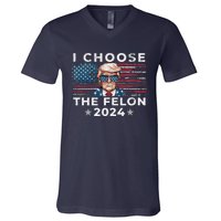 I Choose The Felon 2024 Funny Republican Patriot Women V-Neck T-Shirt